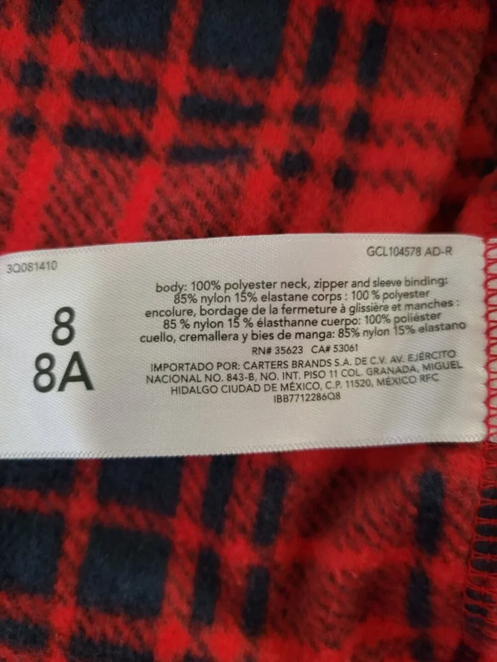 Osh Kosh Boy's Red Plaid 1/4 Zip Fleece Jacket